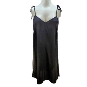 Miss To Mrs Black Satin Chemise Nightie S